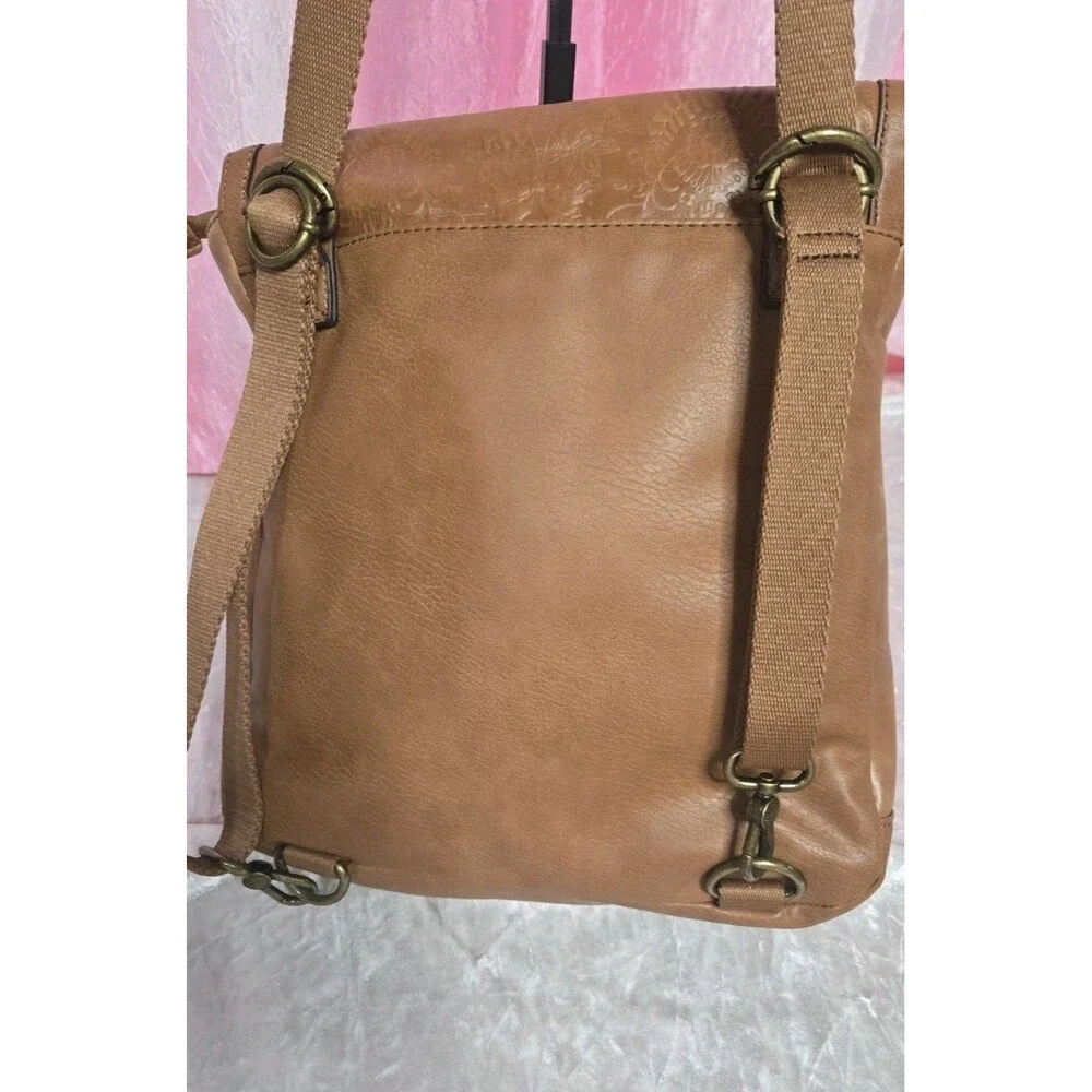 The Sak Tan Ventura Embossed Floral Tooled Leather Backpack 13x15x5